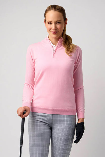 Amira Ladies Quarter Zip Merino Wool Lightweight Golf Sweater
